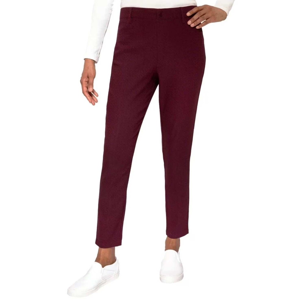 Mario Serrani Womens SM - Textured Pull-On Pant Burgundy 1806647‎